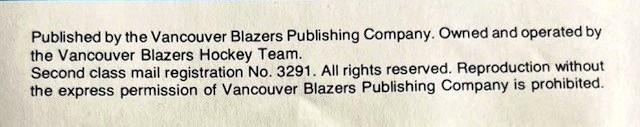 Vancouver Blazers WHA Hockey Team